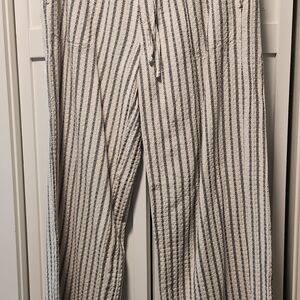 American Eagle Outfitters Cream and Black Striped Wide Leg Pants